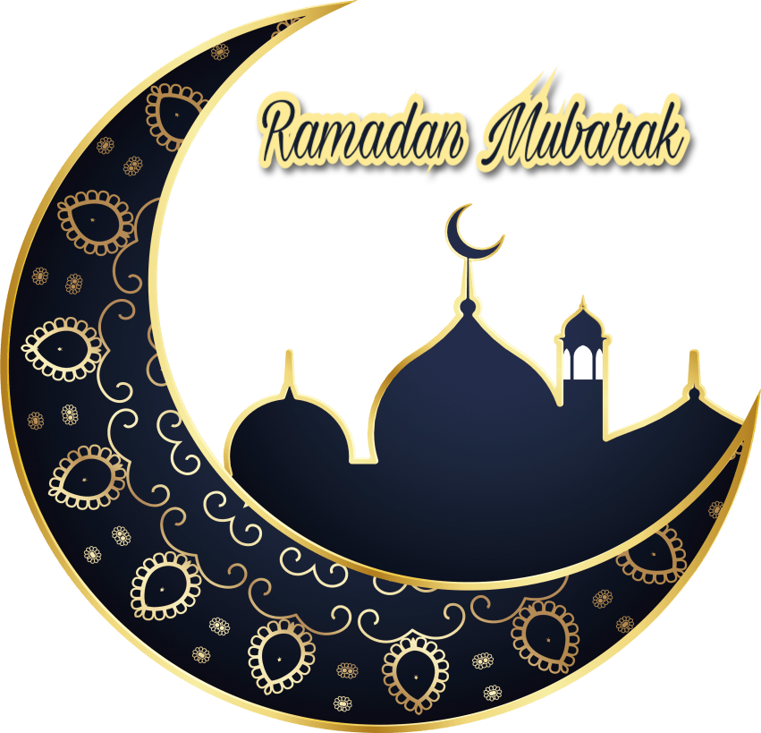 Ramadan Mubarak Crescentand Mosque Graphic PNG Image