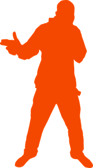 Rapper Silhouette Orange PNG Image