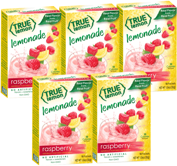 Raspberry Lemonade Packets Display PNG Image