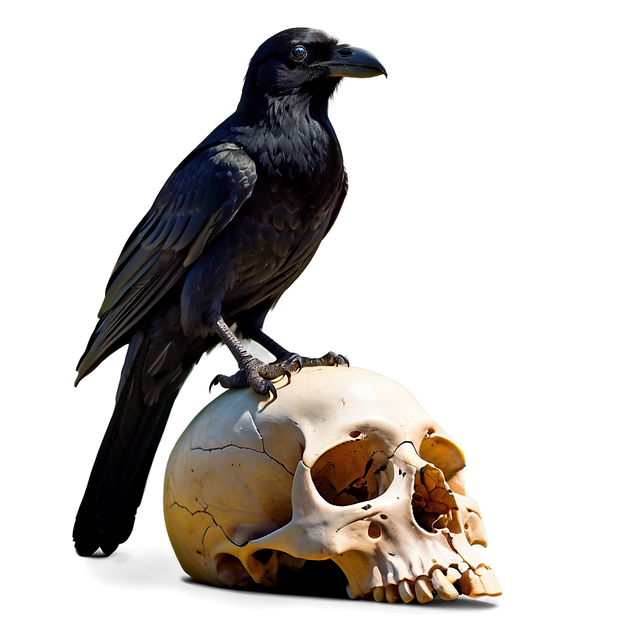 Raven Perched On Skull Png Vay PNG Image