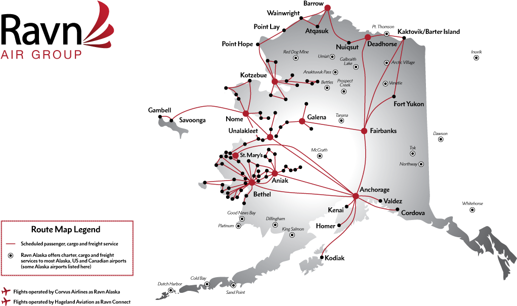 Ravn Air Group Alaska Route Map PNG Image