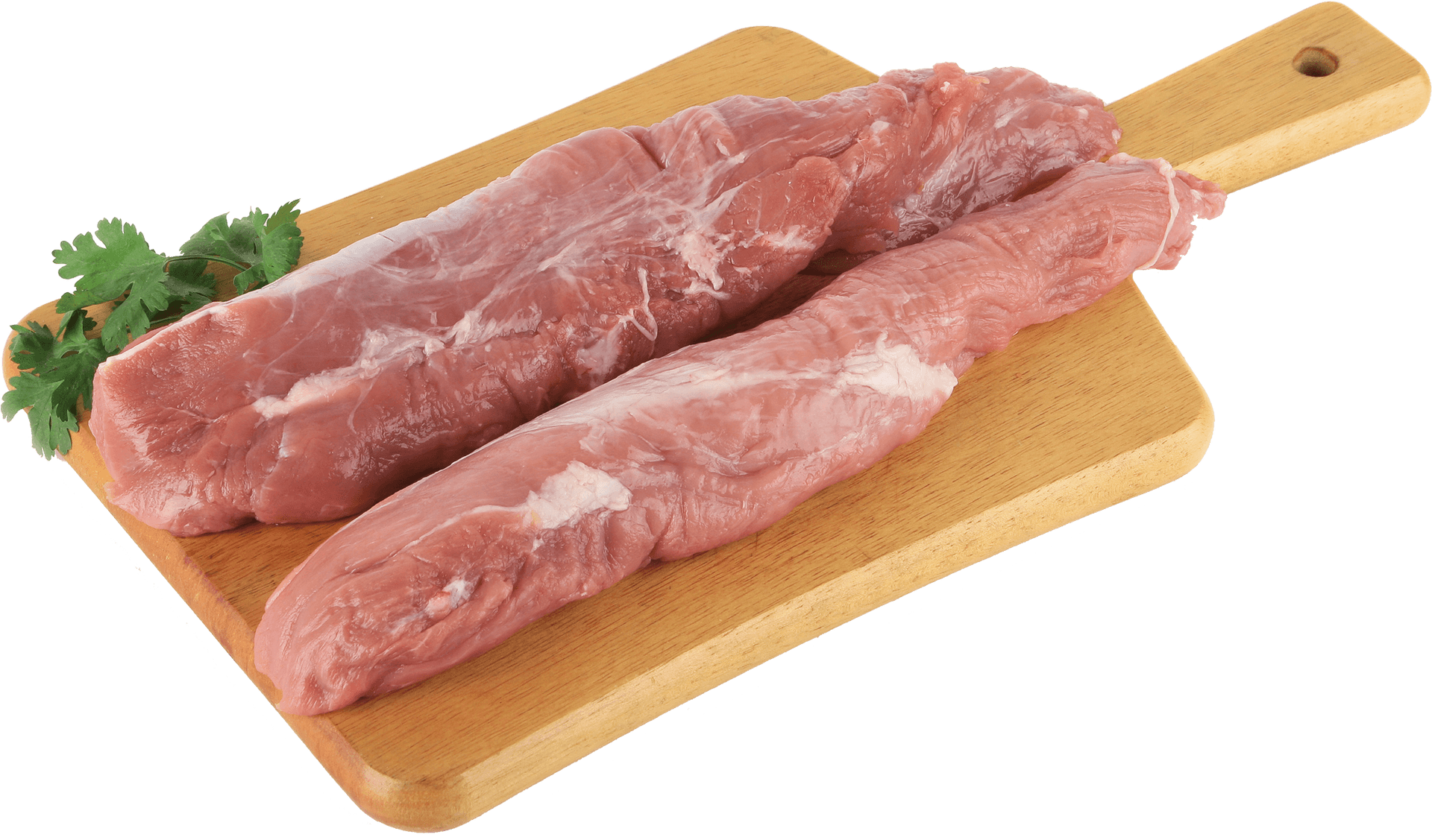 Raw Pork Tenderloinon Cutting Board PNG Image