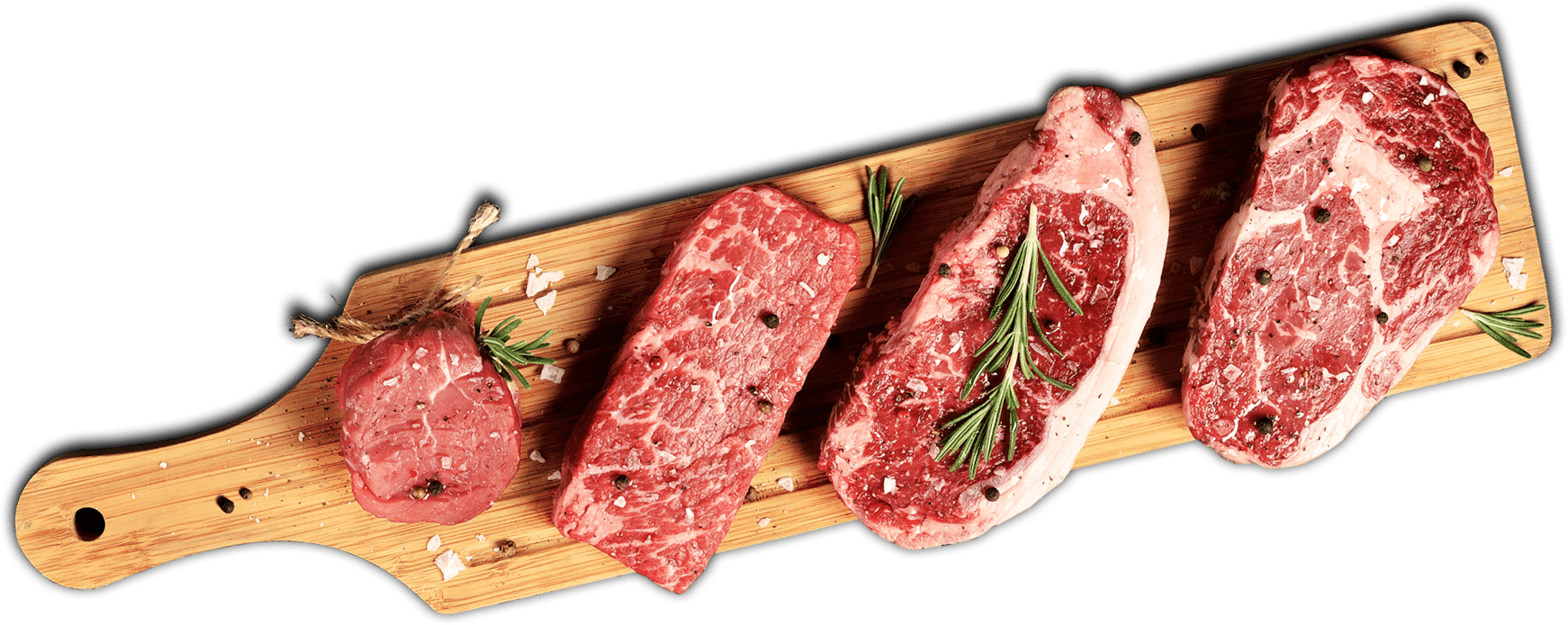 Raw Steak Selectionon Wooden Board PNG Image