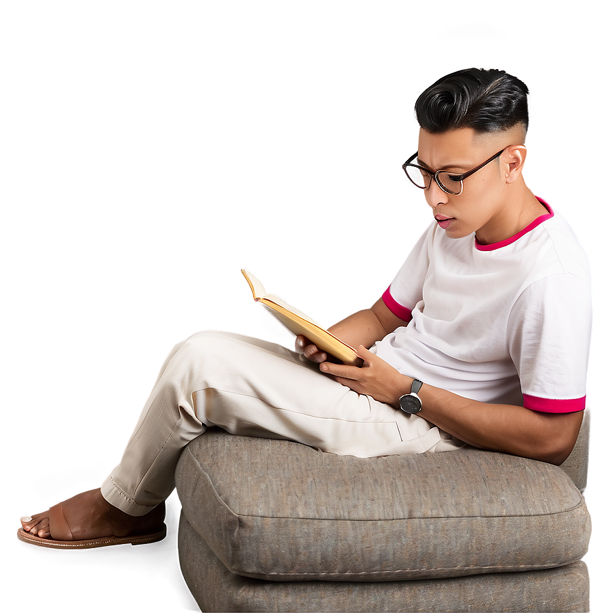 Reading Book On Sofa Png 06242024 PNG Image