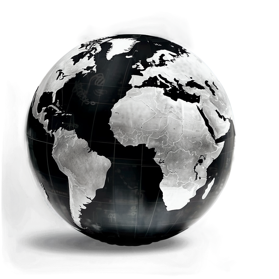 Realistic Black And White Globe Png 55 PNG Image