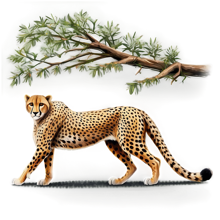 Realistic Cheetah Illustration Png 60 PNG Image