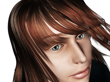 Realistic Digital Art Female Face PNG Image