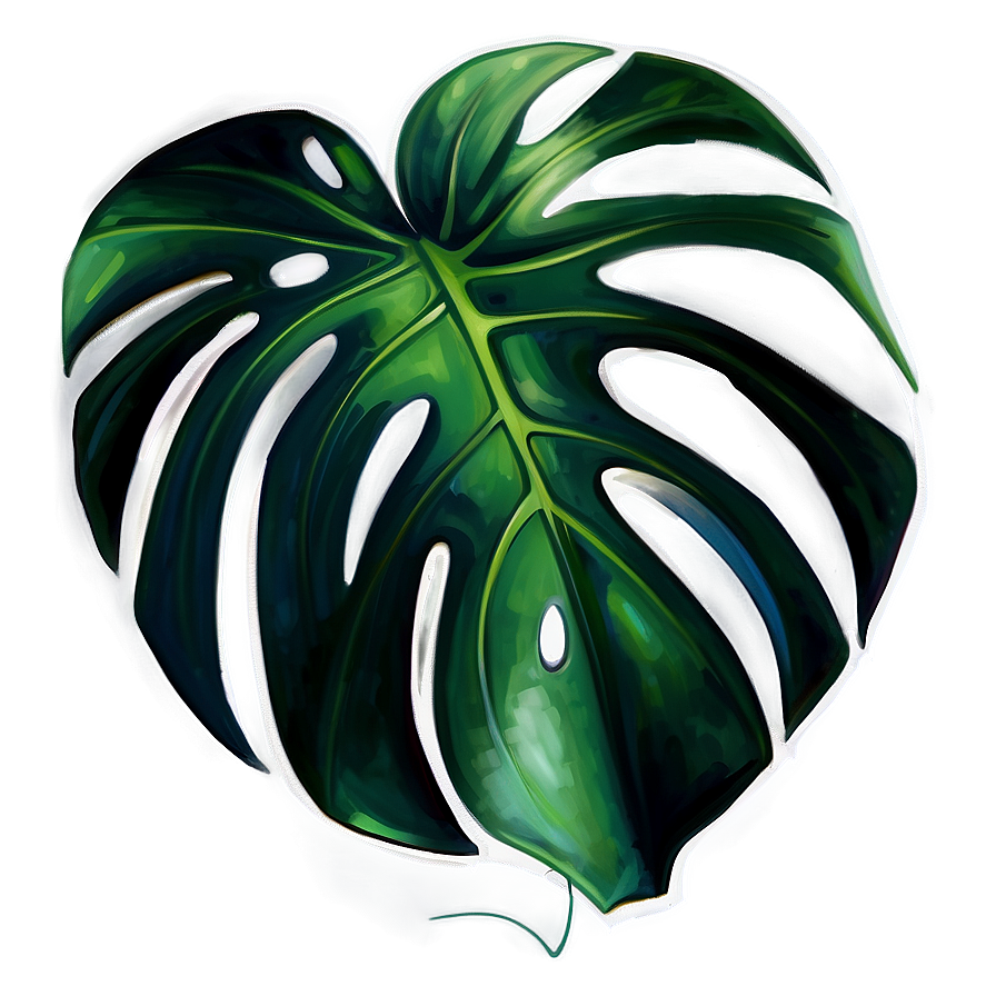 Realistic Monstera Illustration Png Knh28 PNG Image