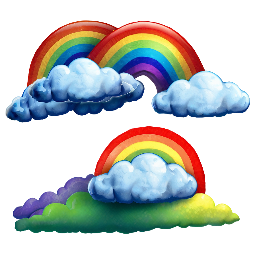 Realistic Rainbow With Clouds Png Kxx PNG Image