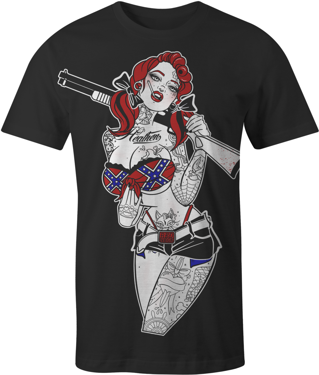 Rebel Pinup Tattoo Design Tshirt PNG Image