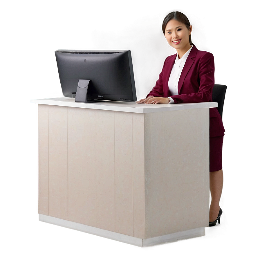 Receptionist At Computer Desk Png 06272024 PNG Image