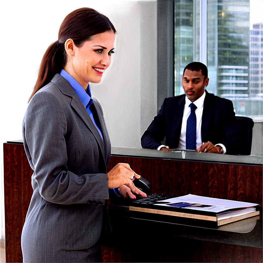 Receptionist In Office Setting Png Ggp2 PNG Image