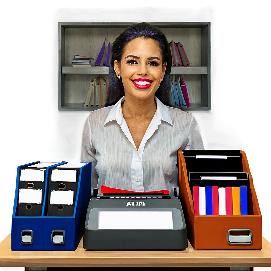 Receptionist Organizing Files Png Iic22 PNG Image