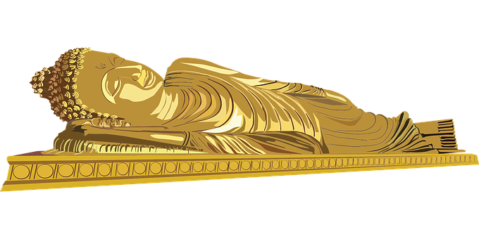 Reclining_ Buddha_ Golden_ Illustration PNG Image