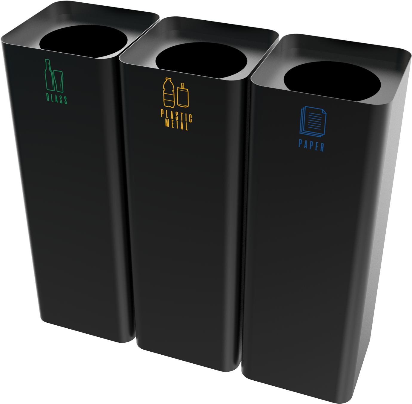 Recycling Bins Separation Glass Plastic Paper PNG Image