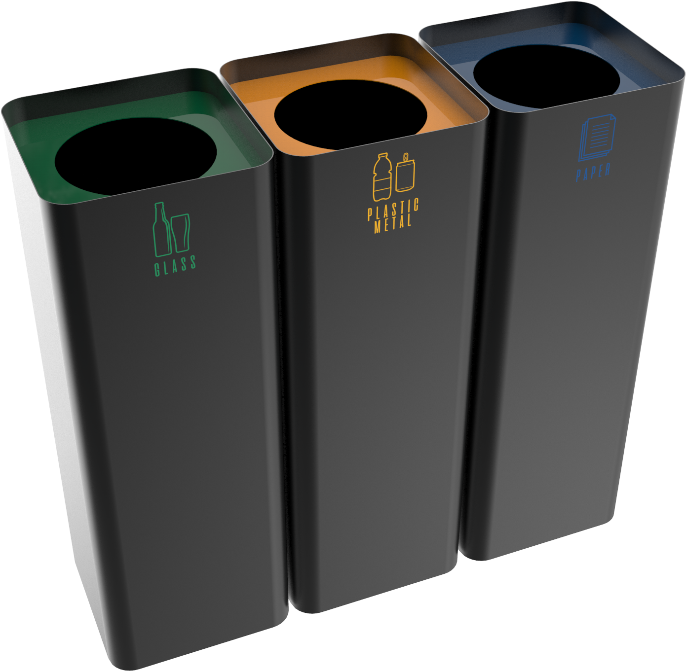 Recycling Bins Triple Stream PNG Image