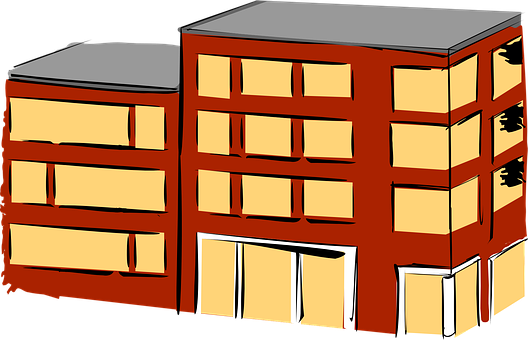 Red Apartment Building Illustration PNG Image