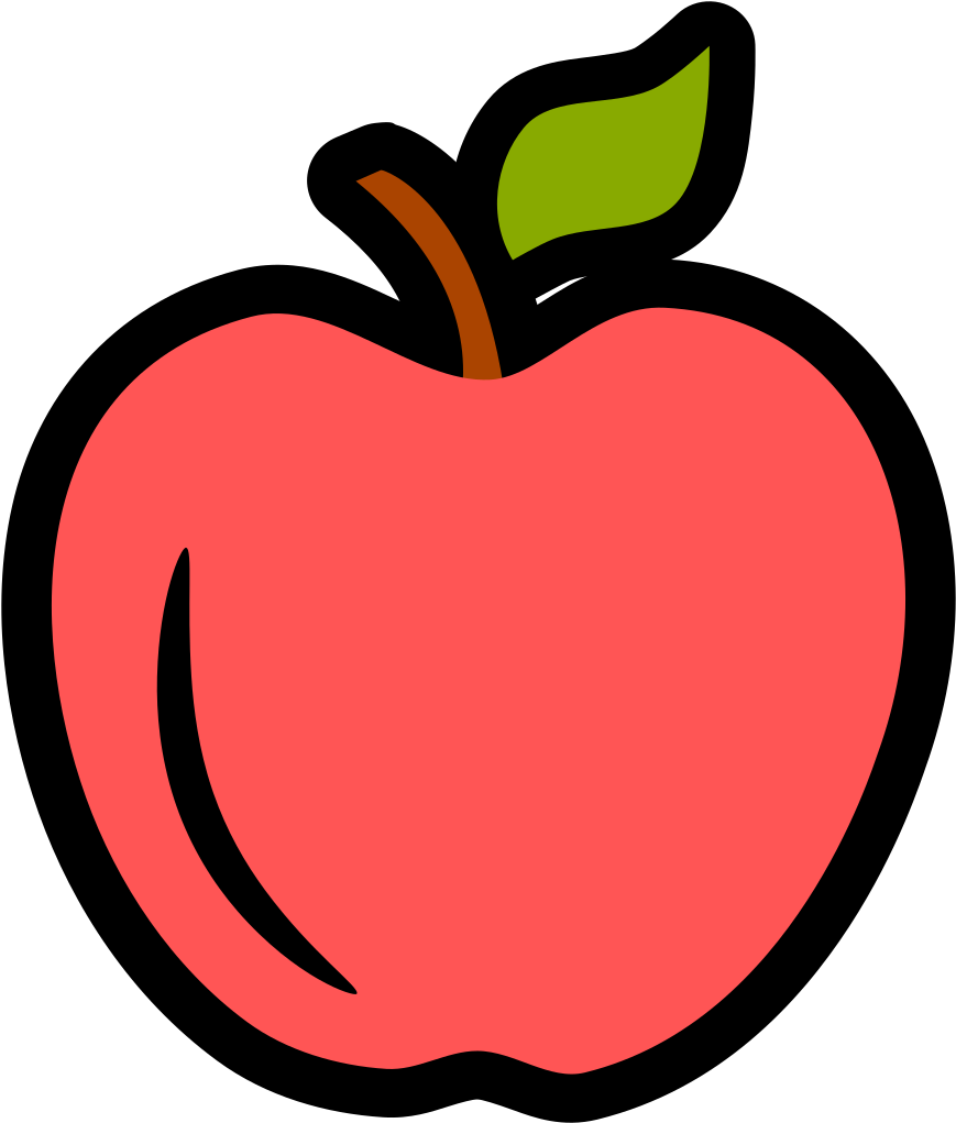 Red Apple Cartoon Illustration PNG Image