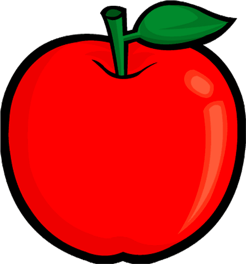 Red Apple Cartoon Illustration PNG Image