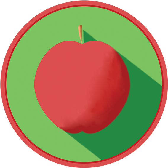 Red Apple Green Circle Graphic PNG Image