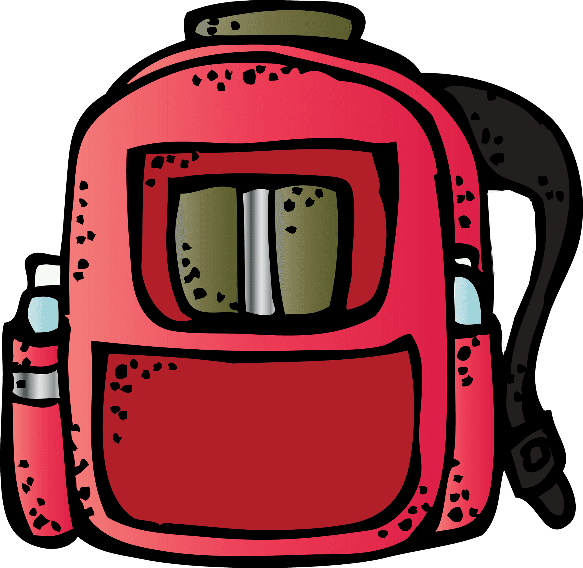 Red Backpack Cartoon Illustration PNG Image