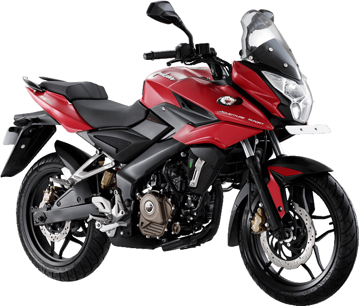 Red Bajaj Pulsar Motorcycle Profile View PNG Image