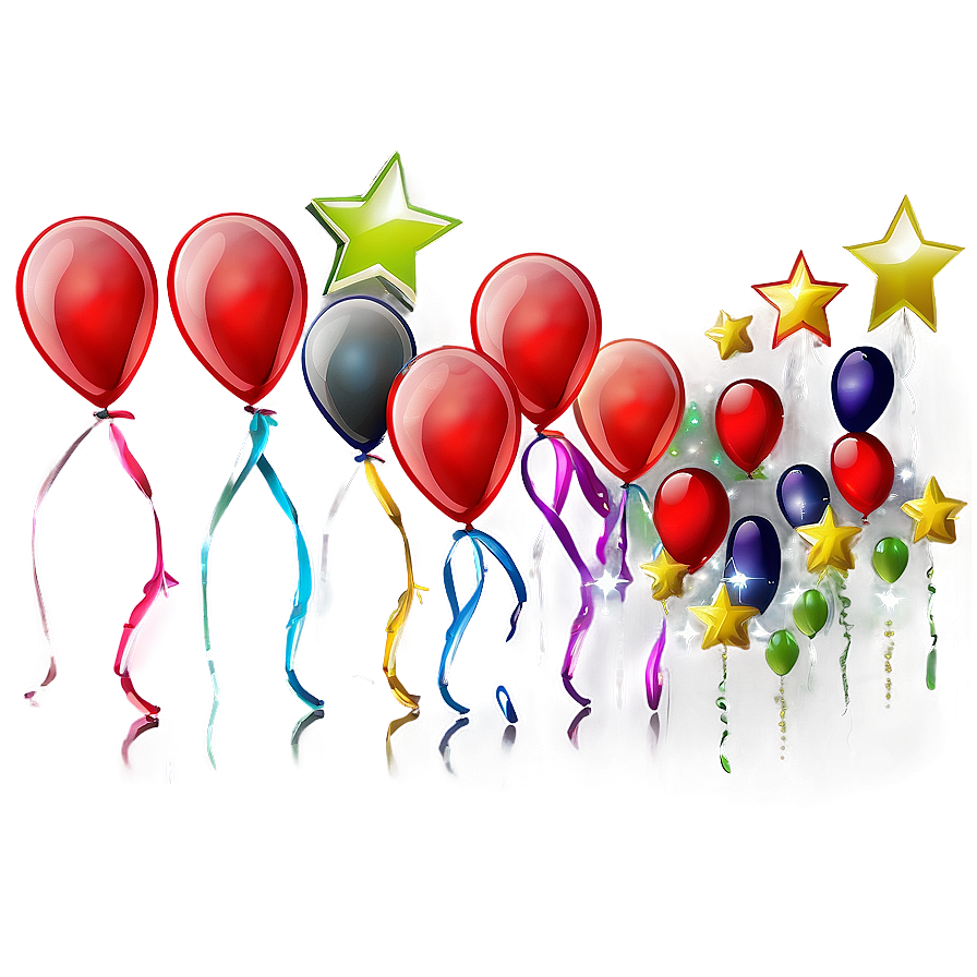 Red Balloons With Stars Png Vtc PNG Image