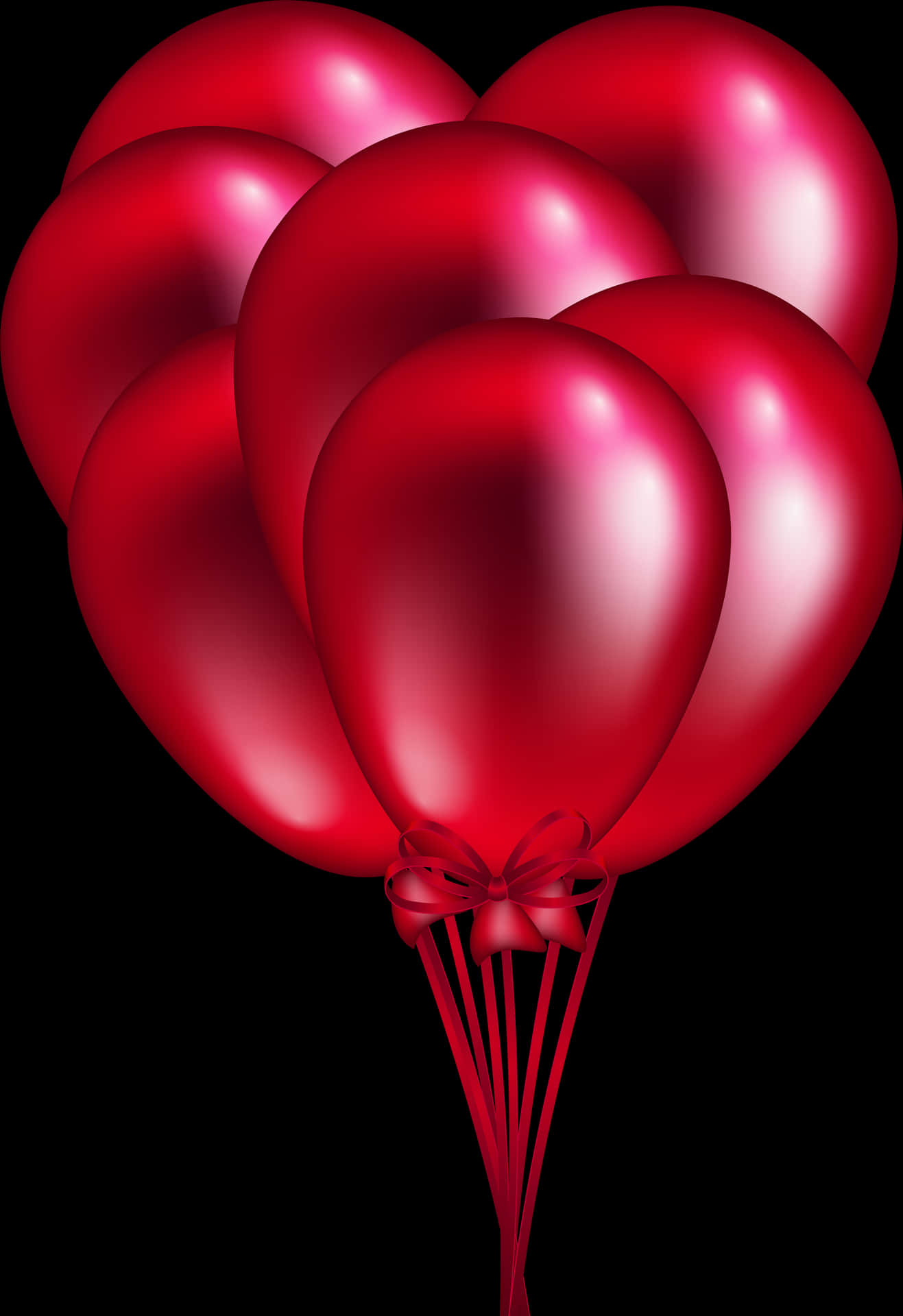 Red Balloonswith Bow PNG Image