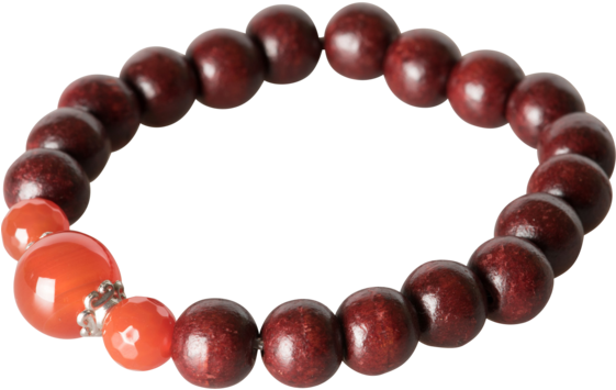 Red Beaded Braceletwith Orange Accent PNG Image