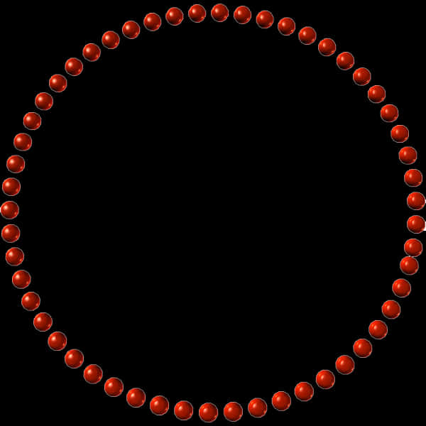 Red Beaded Circular Frame PNG Image