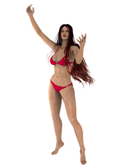 Red Bikini3 D Model Pose PNG Image