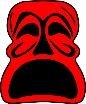 Red Black Abstract Face Art PNG Image