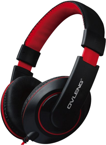 Red Black Over Ear Headphones PNG Image