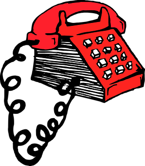 Red Black Retro Telephone Illustration PNG Image