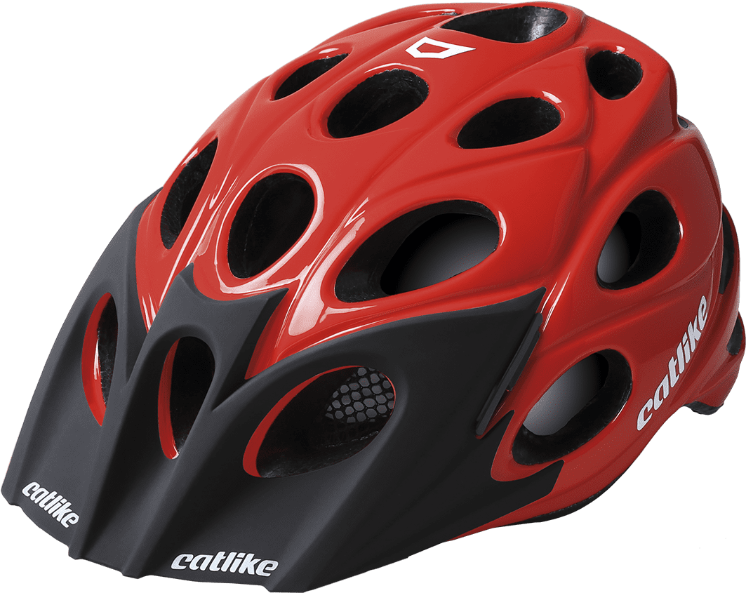 Red Black Vented Bicycle Helmet PNG Image