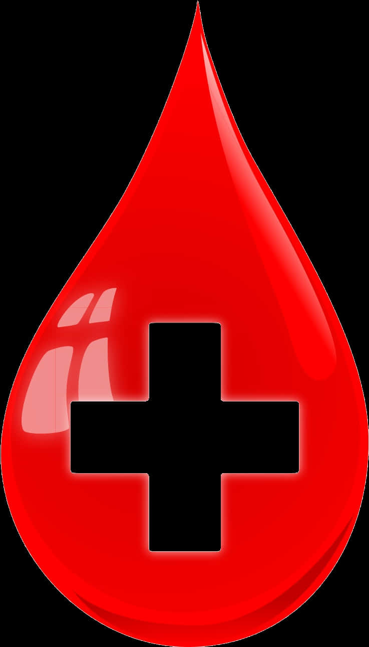 Red Blood Drop With Cross Symbol PNG Image