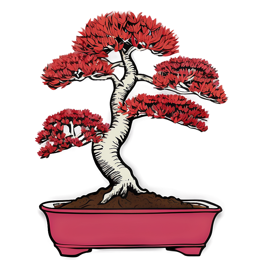 Red Bonsai Tree Drawing Png 64 PNG Image