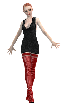 Red Boots Fashion3 D Model PNG Image