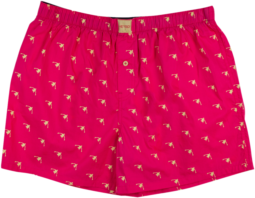 Red Boxer Shortswith Golden Dogs Print PNG Image