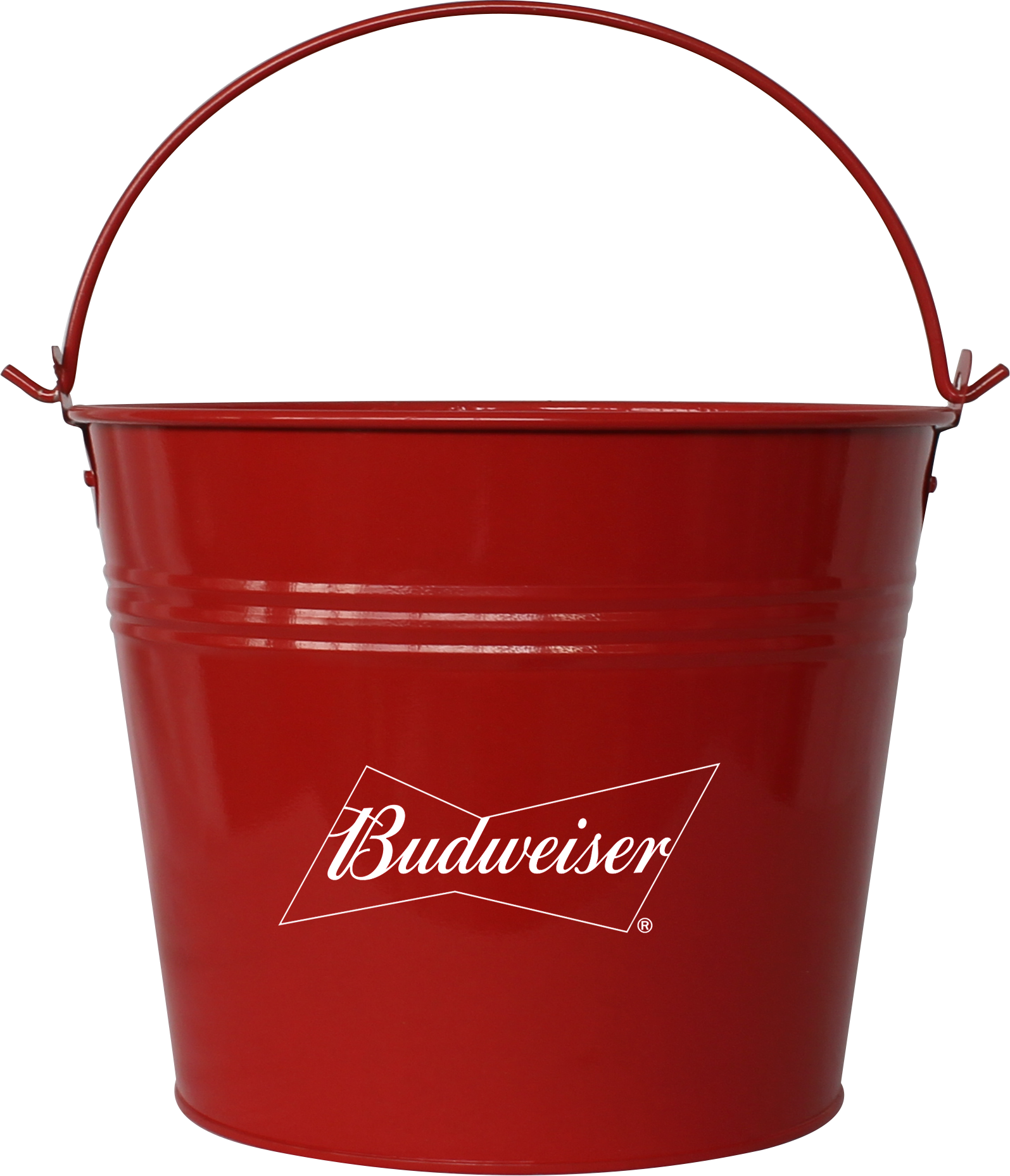 Red Budweiser Branded Plastic Bucket PNG Image