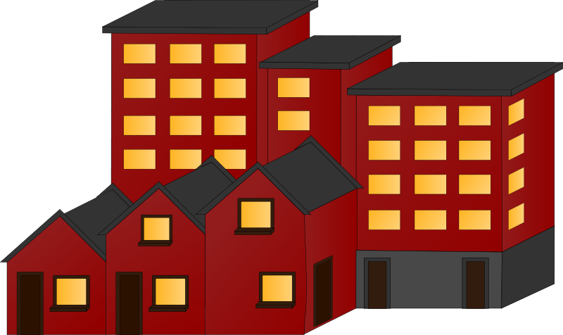 Red_ Buildings_ Illustration PNG Image