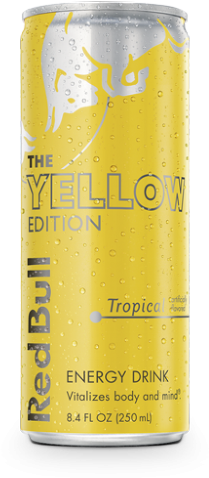 Red Bull Yellow Edition Tropical Flavor PNG Image