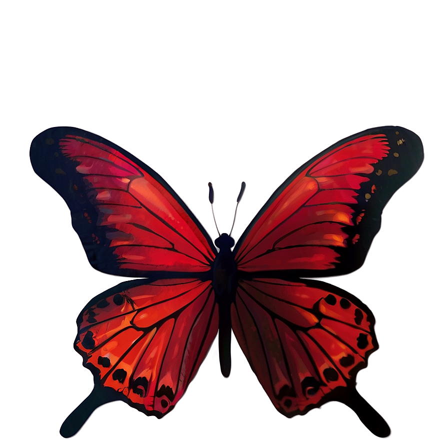 Red Butterfly B PNG Image