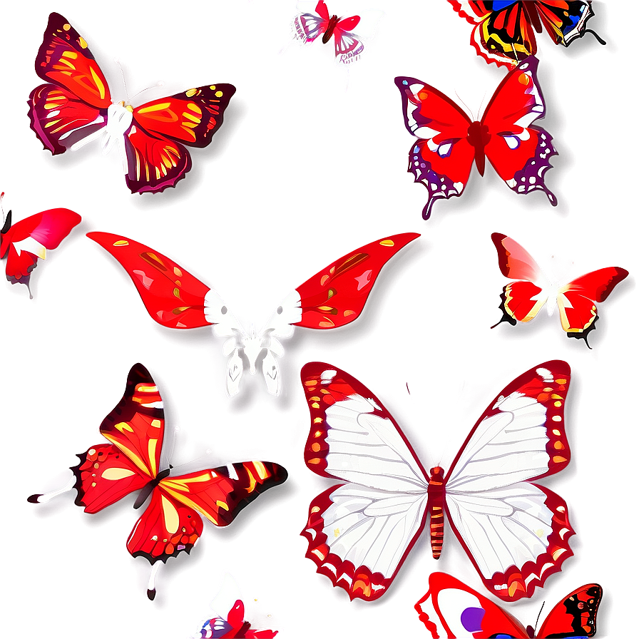 Red Butterfly Digital Art Png Wre PNG Image