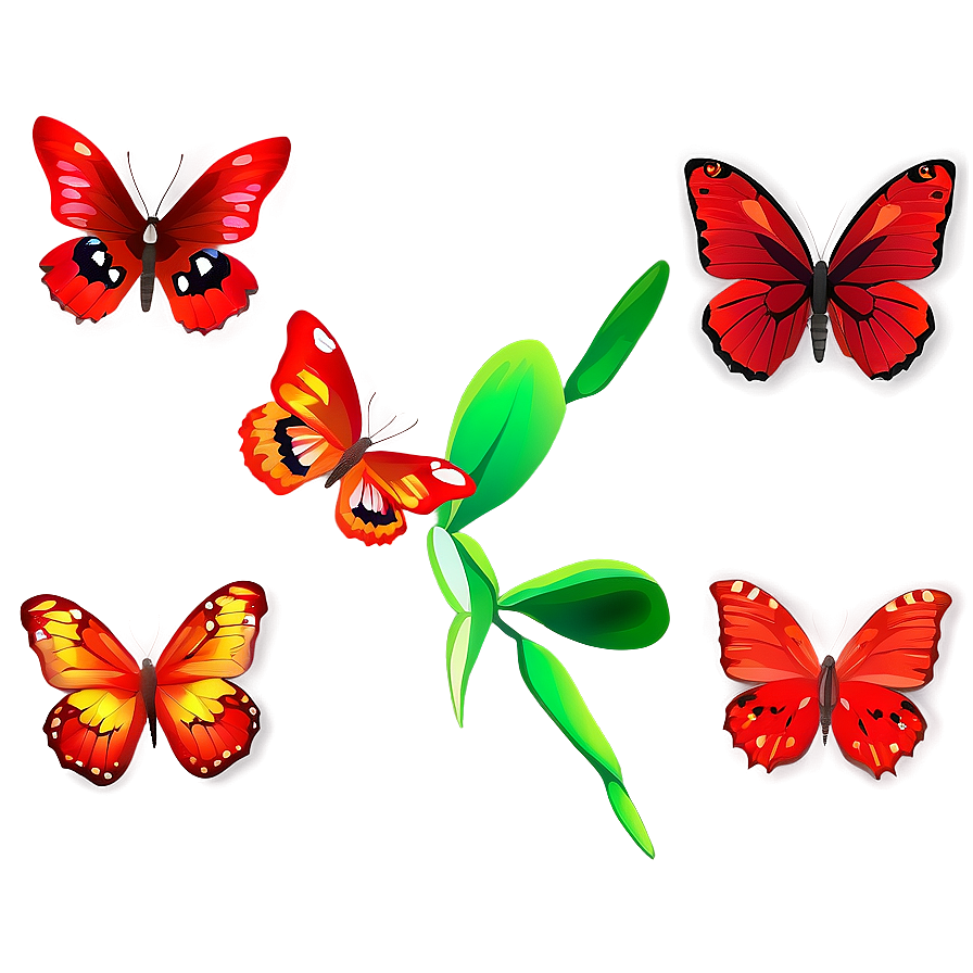 Red Butterfly Landing Png 06122024 PNG Image