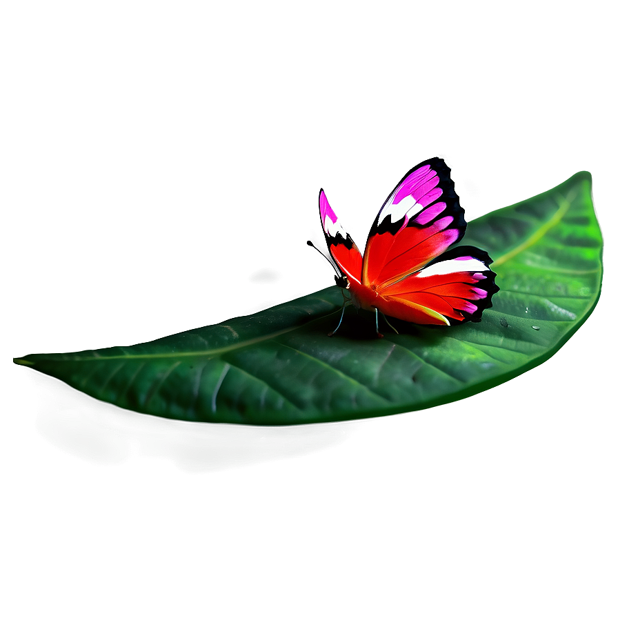 Red Butterfly On Leaf Png 77 PNG Image