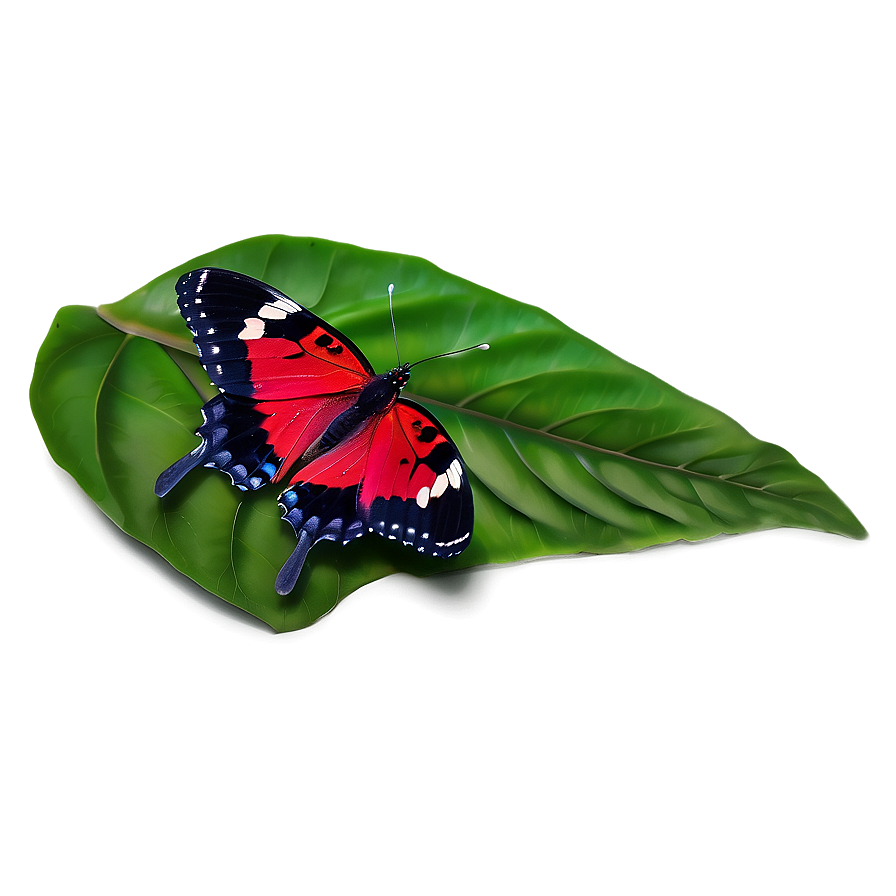 Red Butterfly On Leaf Png Goo92 PNG Image