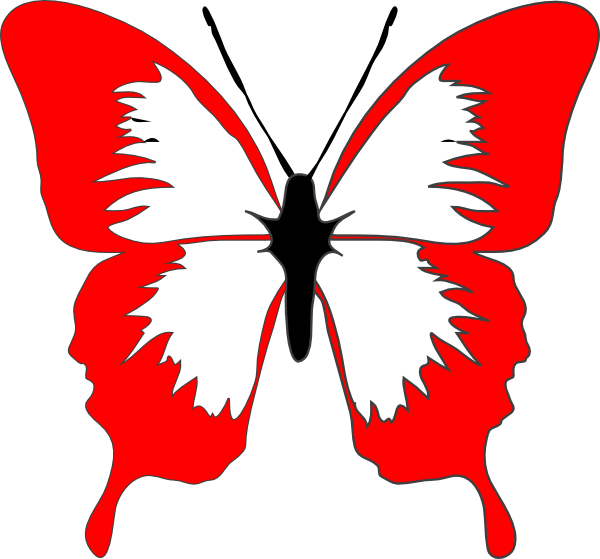 Red Butterfly Outline Graphic PNG Image