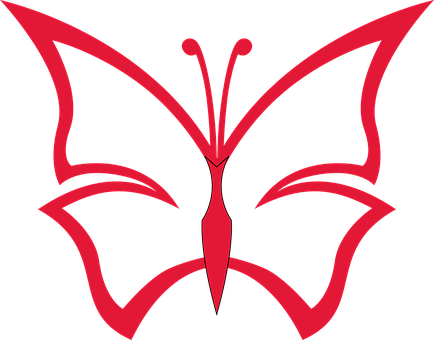 Red Butterfly Silhouette Graphic PNG Image