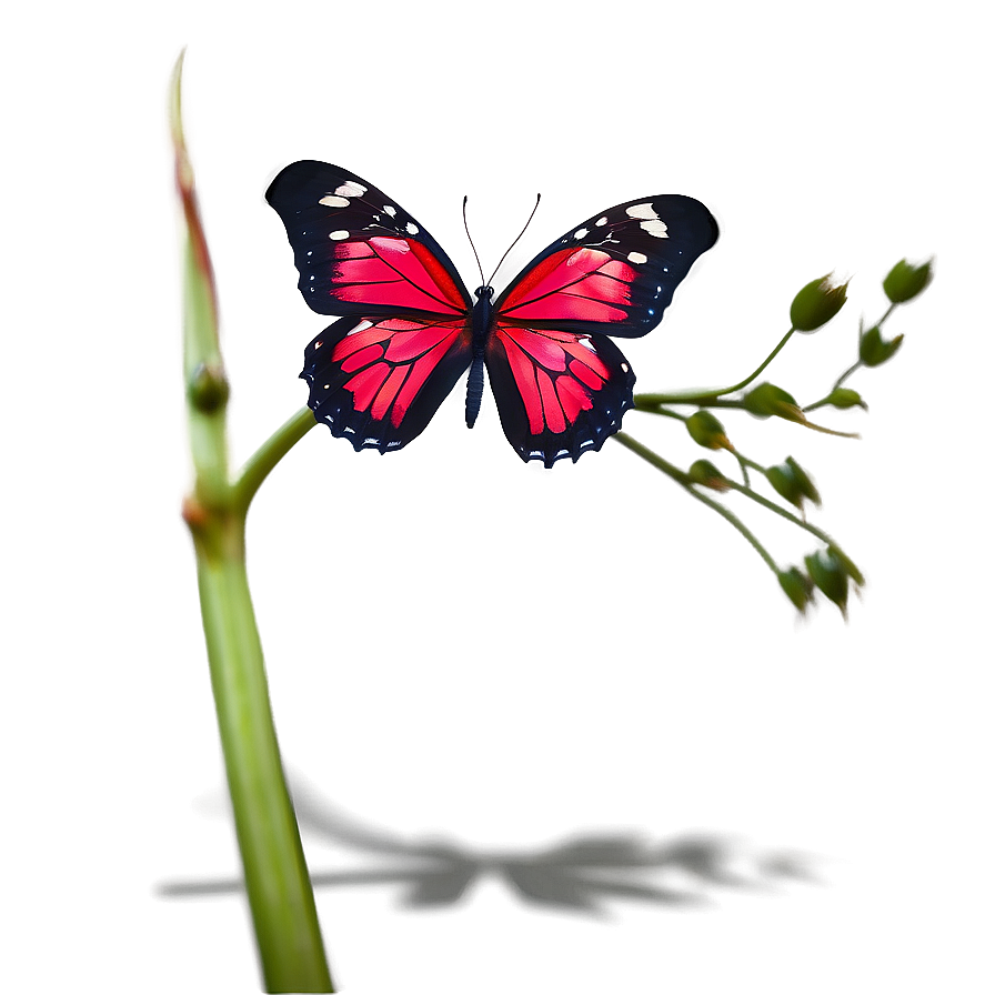 Red Butterfly With Antennae Png 5 PNG Image